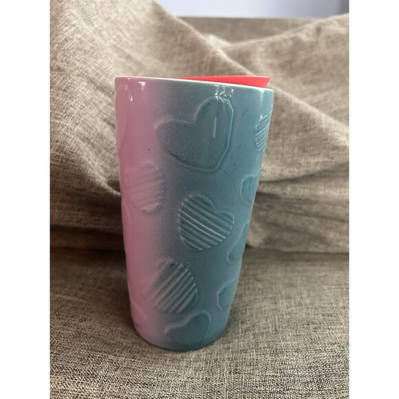 Starbucks Ceramic Tumbler With Lid Multi Color Hearts 12 oz 2023 - Picture 4 of 7